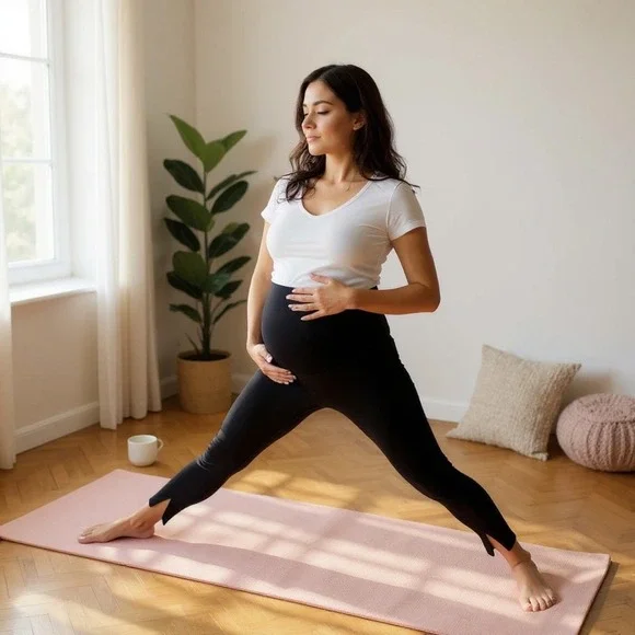 Maternal America Ladies Cropped Princess Seam Belly Support Maternity Leggings M - Picture 2 of 9